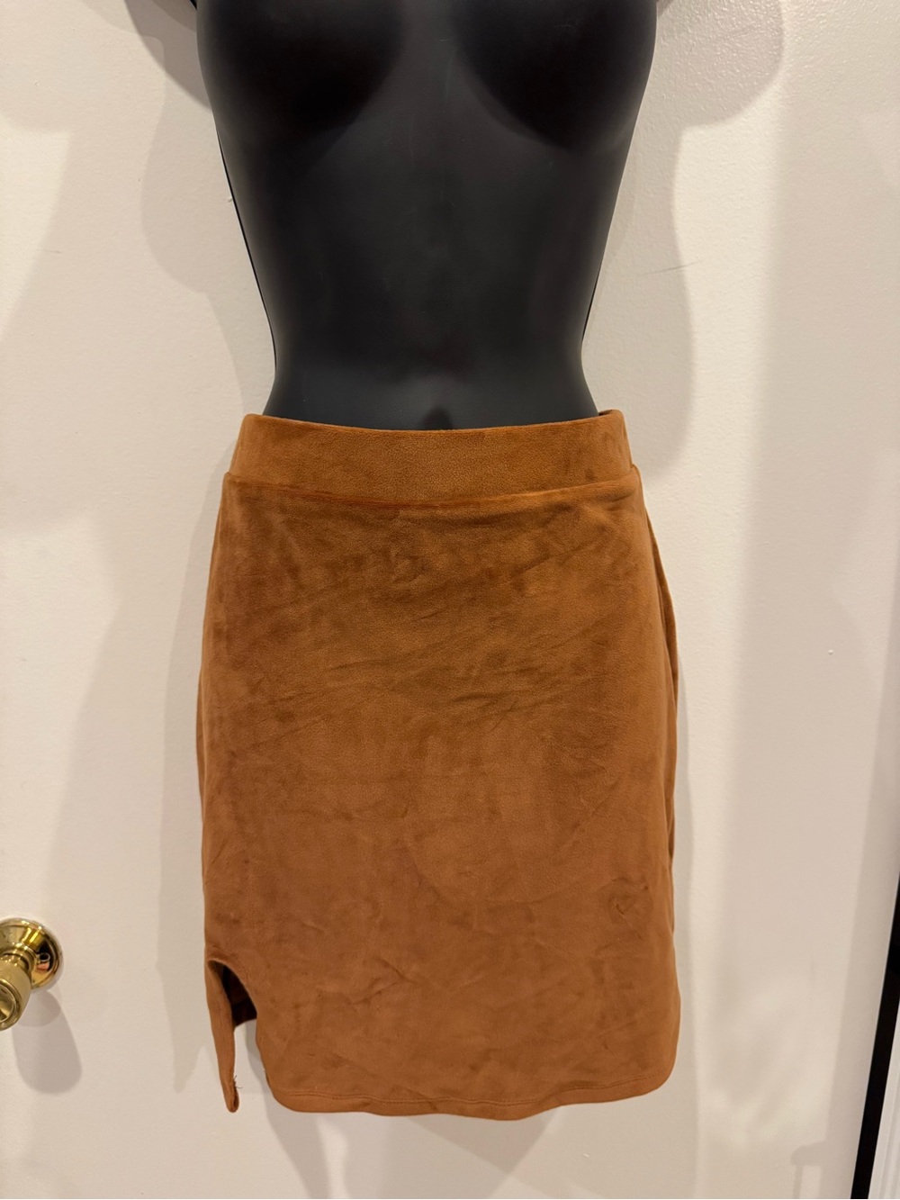 Suede-Look Brown Women's Mini Skirt